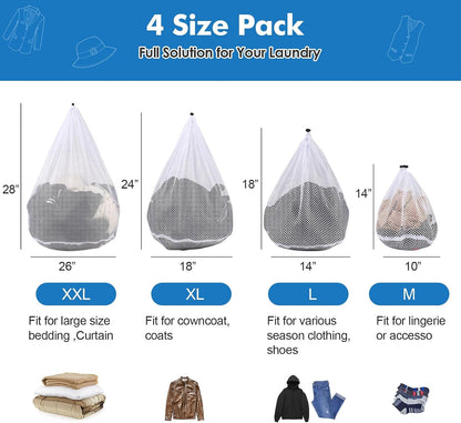 3 Pack XXL Mesh Laundry Bags for Delicates, Extra Large Laundry Wash Bags for Clothes,Bed Linen,Toys with Drawstring Closure Sturdy(3 XXLarge 28 x 26 Inches)