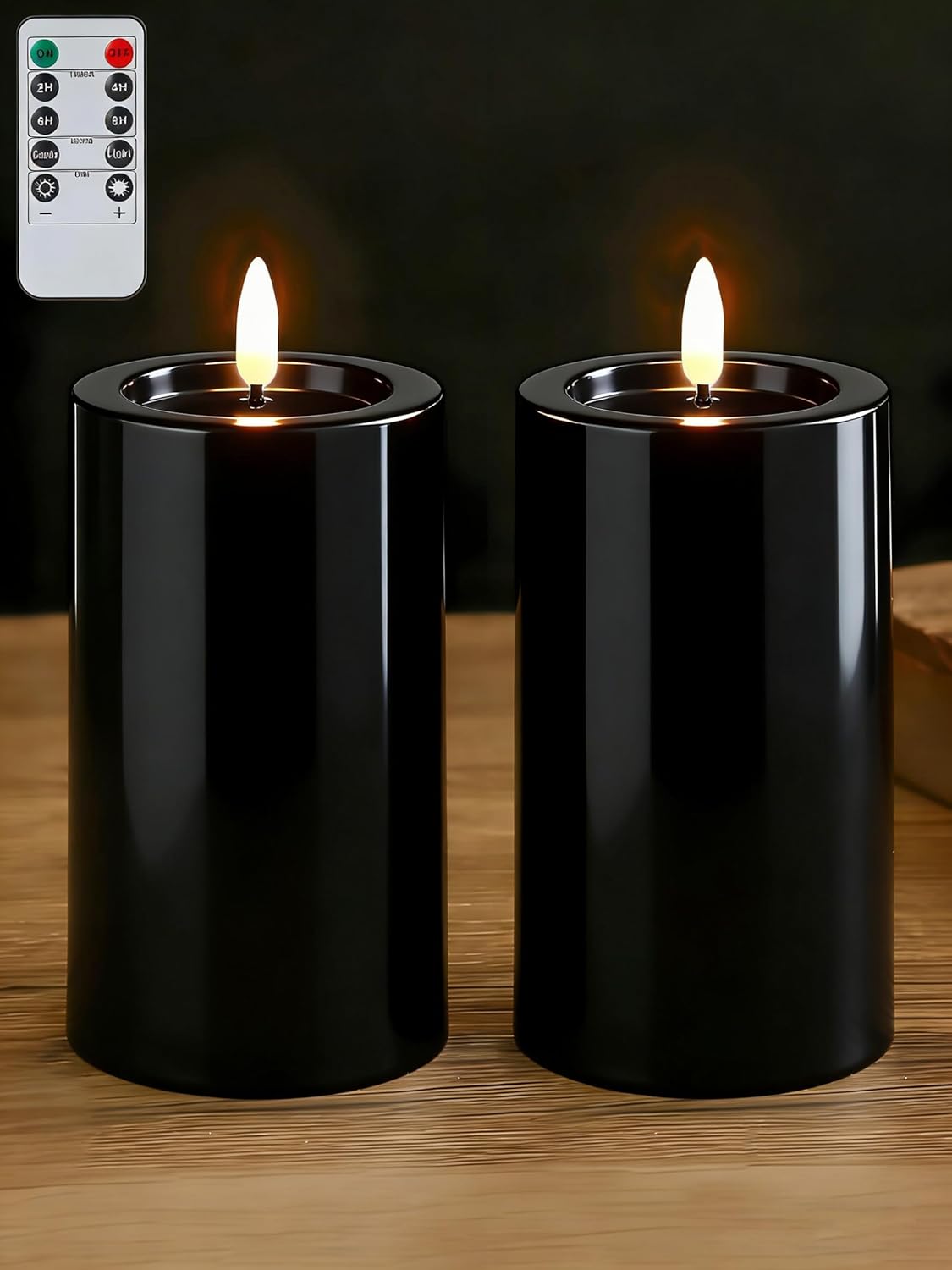 Gmnee 3"x6" Outdoor Waterproof Flameless Candles with Remote and Timers, LED Candles, Battery Operated Candles, Electric Fake Pillar Candles for Patio, Porch, and Lanterns Decor (White, Plastic)