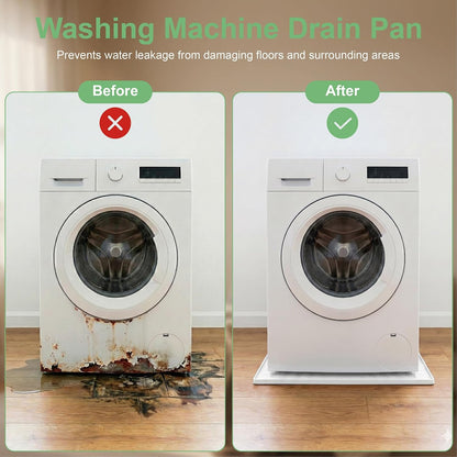 33 x 31 Inch Washing Machine Drain Pan, Silicone Washer Pan, Black | 2cm Raised Waterproof Edge, Washer and Dryer Mat for Floor Protection, Fits Standard & Large Washers Up to 5.0 Cu.Ft.