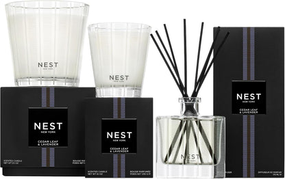 NEST New York Reed Diffuser, Moroccan Amber - 5.9 fl oz - Fragrance for Up to 90 Days - Reusable, Refillable Glass Holder - Includes 8 All-Natural Reed Sticks - Flame Free