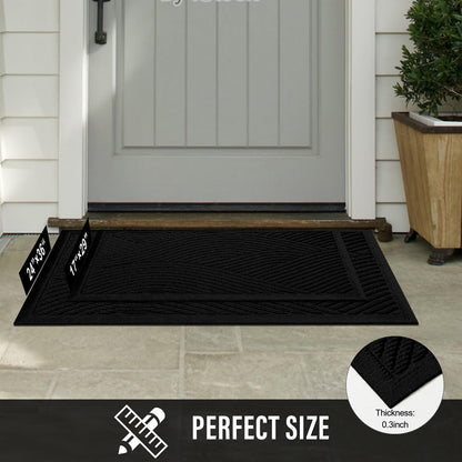 HIYARD Sturdy Front Door Mat, Absorbent Muddy Dirt Resist Welcome Door Mats Outdoor Indoor, Stain and Fade Resistant, Non-Slip Backing Entry Mat Low Profile Doormat for Entryway, 29×17, Beige