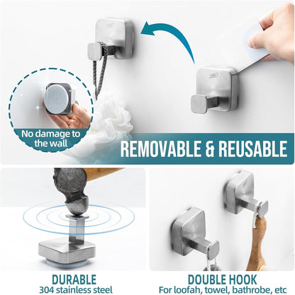 TAILI Suction Cup Razor Holder in Shower 2 Pack, Towel, Loofah, Shaver Holder for Bathroom Wall, Powerful Suction Cup Shower Hooks, Easy to Install and Reuse, White