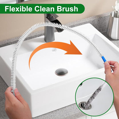 Molain 4 Pack Drain Cleaning Brush, 23.6inch Long Flexible Drain Clog Remover Tool Pipe Brush Cleaner with Nylon Bristles Rust-Resistant Sink Drain Cleaner for Toilet Kitchen Sink Shower Bathroom Tub