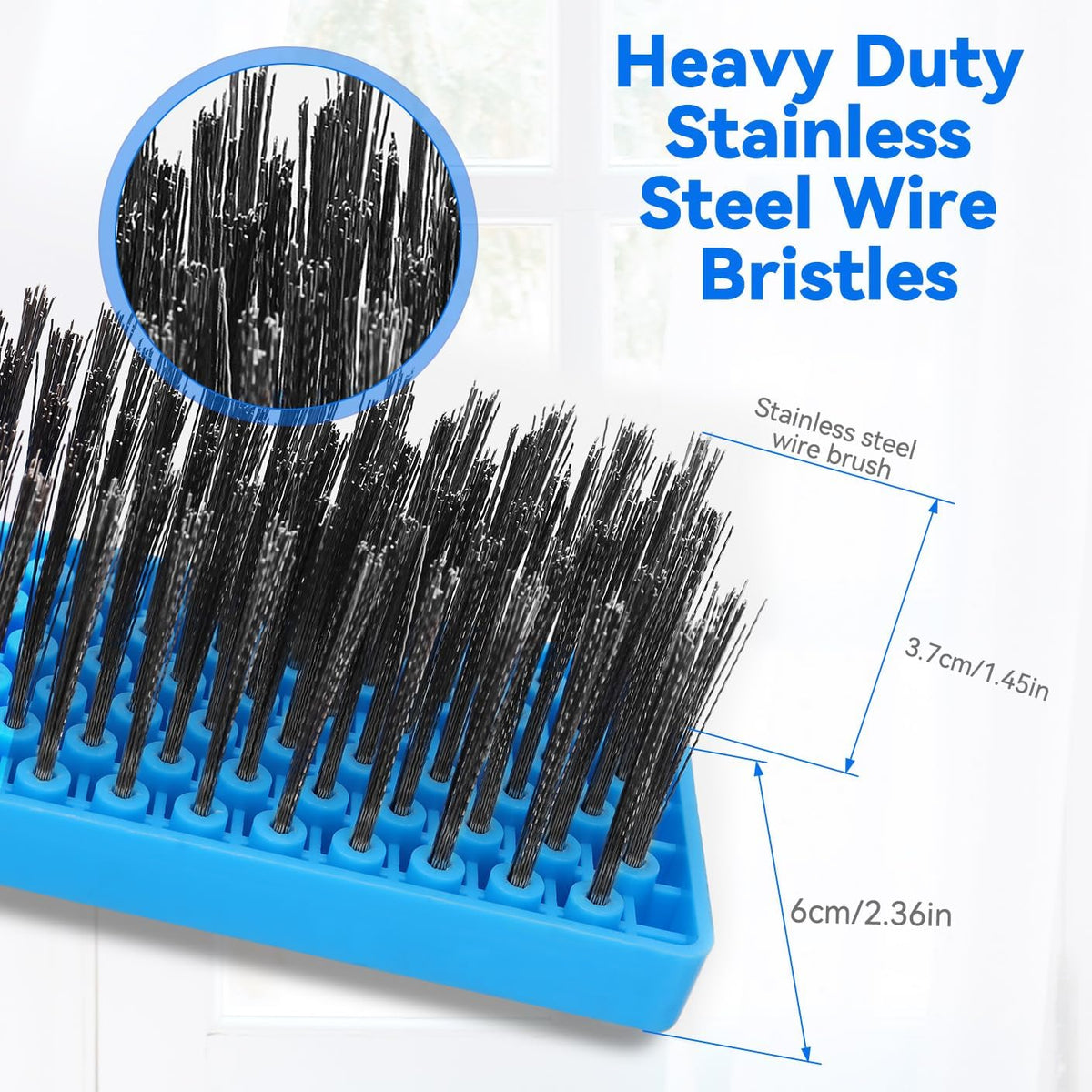 Heavy Duty Wire Broom with 70.8" Telescopic Handle: Stainless Steel Outdoor Broom for Cleaning Moss Concrete Floors Grout Gardens Patio Deck Concrete Garage