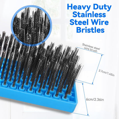 Heavy Duty Wire Broom with 70.8" Telescopic Handle: Stainless Steel Outdoor Broom for Cleaning Moss Concrete Floors Grout Gardens Patio Deck Concrete Garage