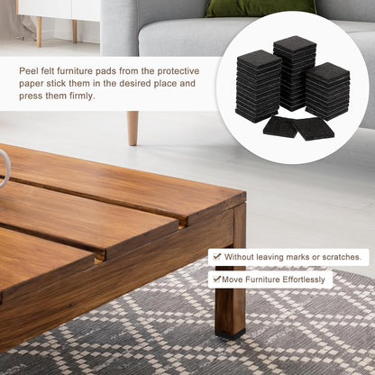 uxcell Furniture Pads, 36Pcs 1.5" - Square Self Adhesive Felt Furniture Pads, Floor Protectors for Furniture Feet Chairs Legs Hardwood Floors (Black)