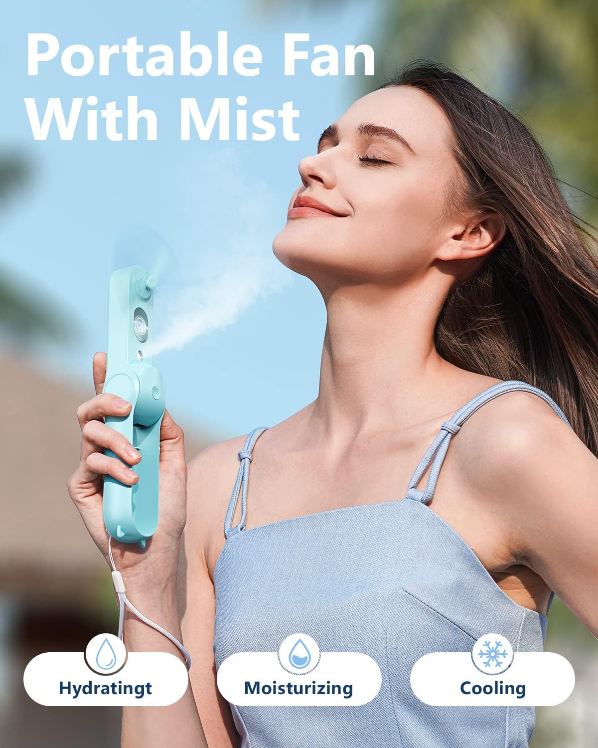 SWEETFULL Misting Fan Portable, Handheld Personal Mister Fans, Small Fan Rechargeable, Mini Spray Water Mist, Kids Women Portable Fans For Travel, Outdoors, Hiking, Camping Home Office (Pink)