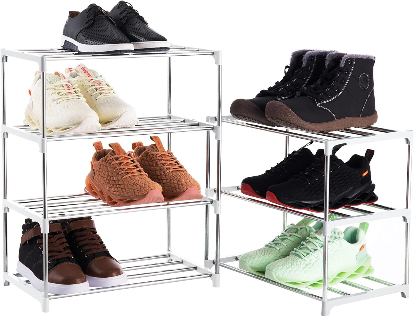 3-Tier Stackable Small Shoe Rack, Lightweight Shoe Shelf Storage Organizer for Entryway, Hallway and Closet(Black)