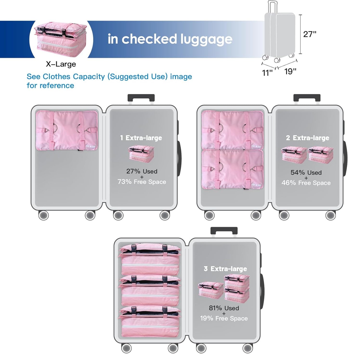Grand Fusion Stow-N-Go Hanging Travel Shelves, Packing Organizer for Luggage. Carry on Closet for Suitcase. Expandable Packing Cube. Travel Essentials. (Black - L, L = (L) 11.8" x (W) 11.8")