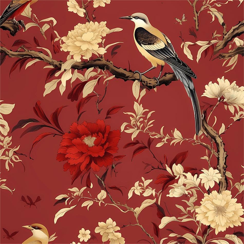 MuralPeel Dark Blue/Yellow Leaf Floral Peel and Stick Wallpaper Vintage Easy Peel Off Self Adhesive Removable Stick on Wall Paper for Kitchen Cabinet Renter Friendly