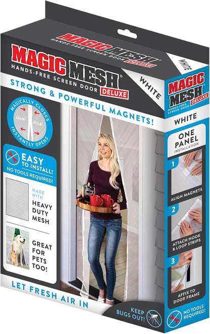 Magic Mesh Deluxe, Black | Magnetic Screen Door, Heavy Duty, Magnetic Closure, Door Net, Patio Screen, Sliding Door Screen, Bug Screen for Doorways, Kid & Pet Friendly | Size 39" x 83" (Pack of 1)