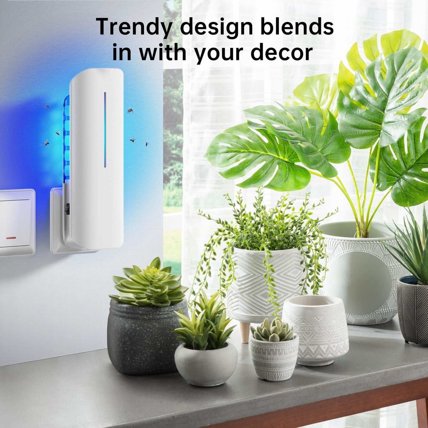 Flying Insect Trap Plug in Mosquito Bug Zapper Indoor Gnat Moth Catcher with 9W Night UV Light, 10 Sticky Glue Board Refills for Home Office