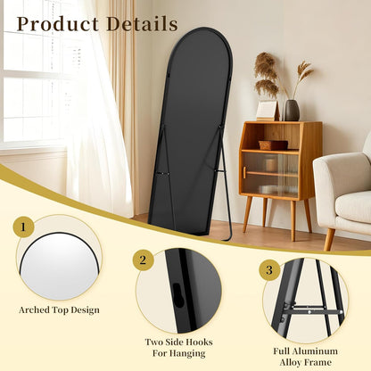 59"x16" Floor Mirror Full Length, Arched Full Length Mirror with Stand, Full Body Mirrors for Bedroom Living Room or Cloakroom Gold