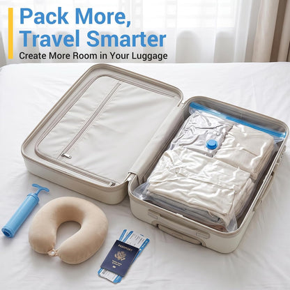 Fygrip Vacuum Storage Bags with Hand Pump, Plastic Packaging Bags, 80% Space Saver Vacuum Seal Bags for Clothing, Travel Lugggage, Blankets, Comforters, 10 Jumbo