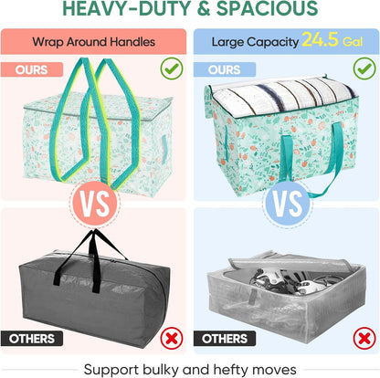 BALEINE 6-Pack Oversized Moving Bags with Reinforced Handles, Heavy-Duty Storage Tote for Clothes, Moving Supplies (Clear, 6-Pack)