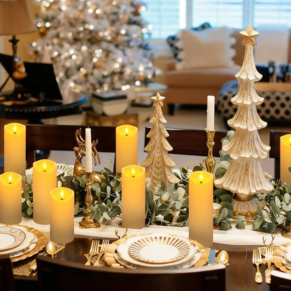 YOROXRG Set of 24 Waterproof Outdoor Flameless Candles, LED Candles with 4 Remote and Timer,(H 4" 5" 6" x D 2.2"),for Christmas,Halloween,Wedding,Festival
