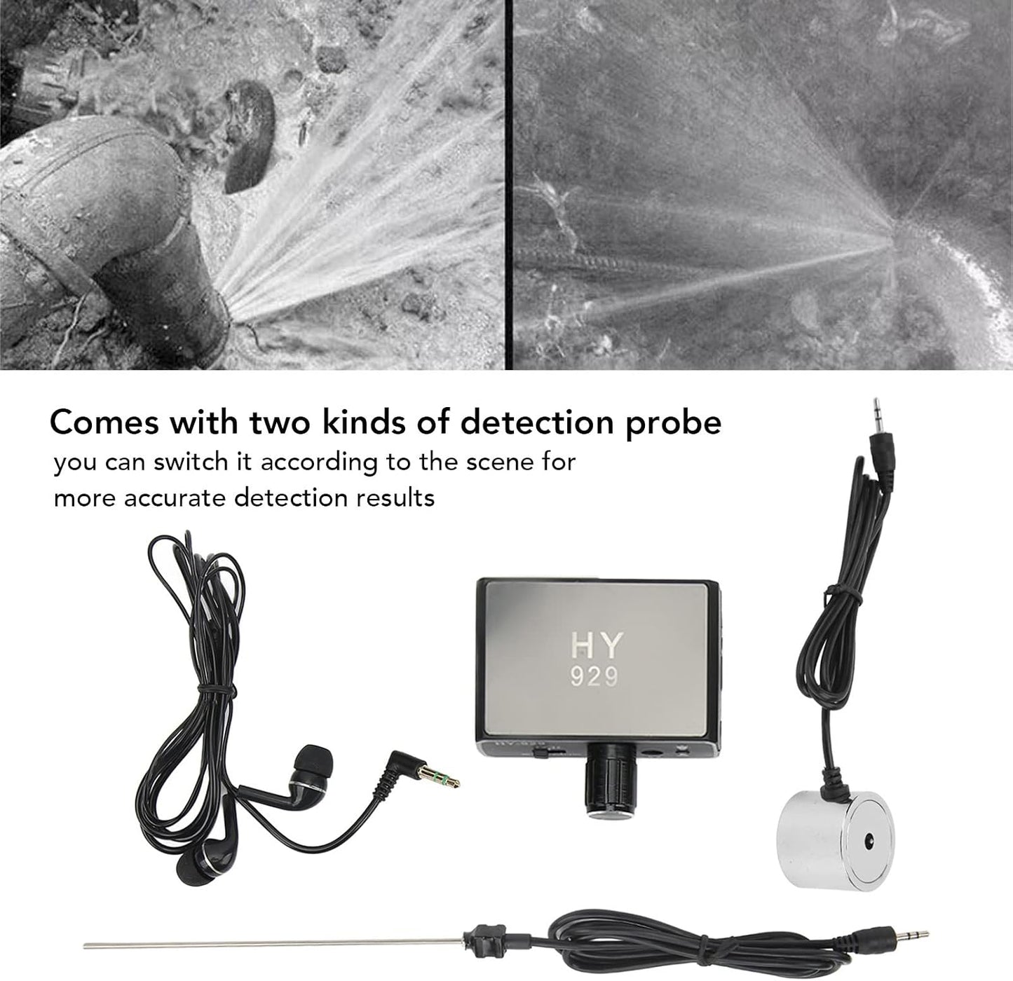 20000X Underground Water Leak Detector -70D db Detection Device | Double Probe Water Leak Detection Equipment, AC100-240V US Plug Water Pipe Monitor Kit for Construction Pipeline Inspection