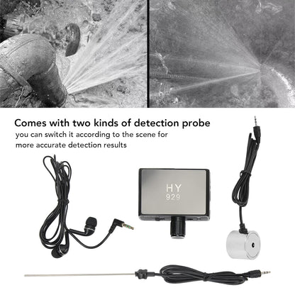 Water Leakage Detection, Underground Water Pipe Leak Detector Monitor with Dual Probe and Headphone Sound Adjustable Intensifier for Construction Site Pipeline Detection (US Plug)