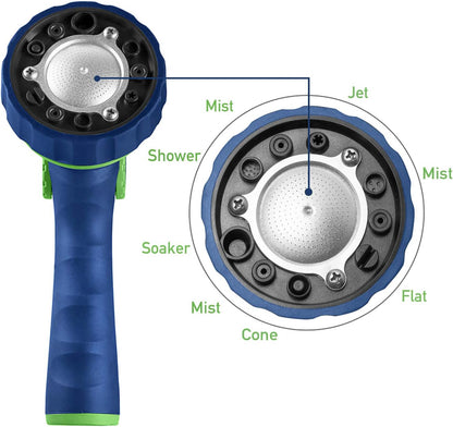 GREEN MOUNT Garden Hose Nozzle, Water Hose Spray Nozzle with Thumb Control On Off Valve for Easy Water Flow Control, Black-grey