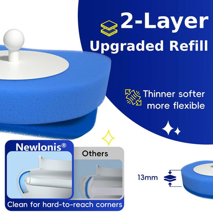 Newlonis® Disposable Toilet Brush, 32 Scented Refills, Wall-Mounted | Touch-Free, Toilet Cleaning Supplies