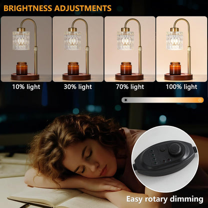 MEIXISUE Candle Warmer Lamp with Timer and Dimmer,Electric Gold Light Gifts for Women Melt Wax Warmer Lamp with 2 Bulbs for Candle Jars House Warming New Home Decor Bedroom