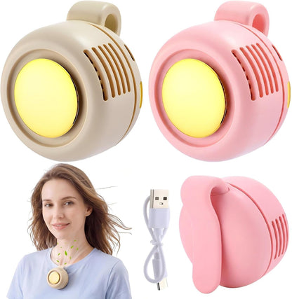4 Pack 360° Portable Silent Mini Bladeless Electric Fan, Small Fan Clip on for Shirt & Waist, 3 Speeds Rechargeable Whirlwind Cooling Fans for Outdoor Travel Office(Pink)