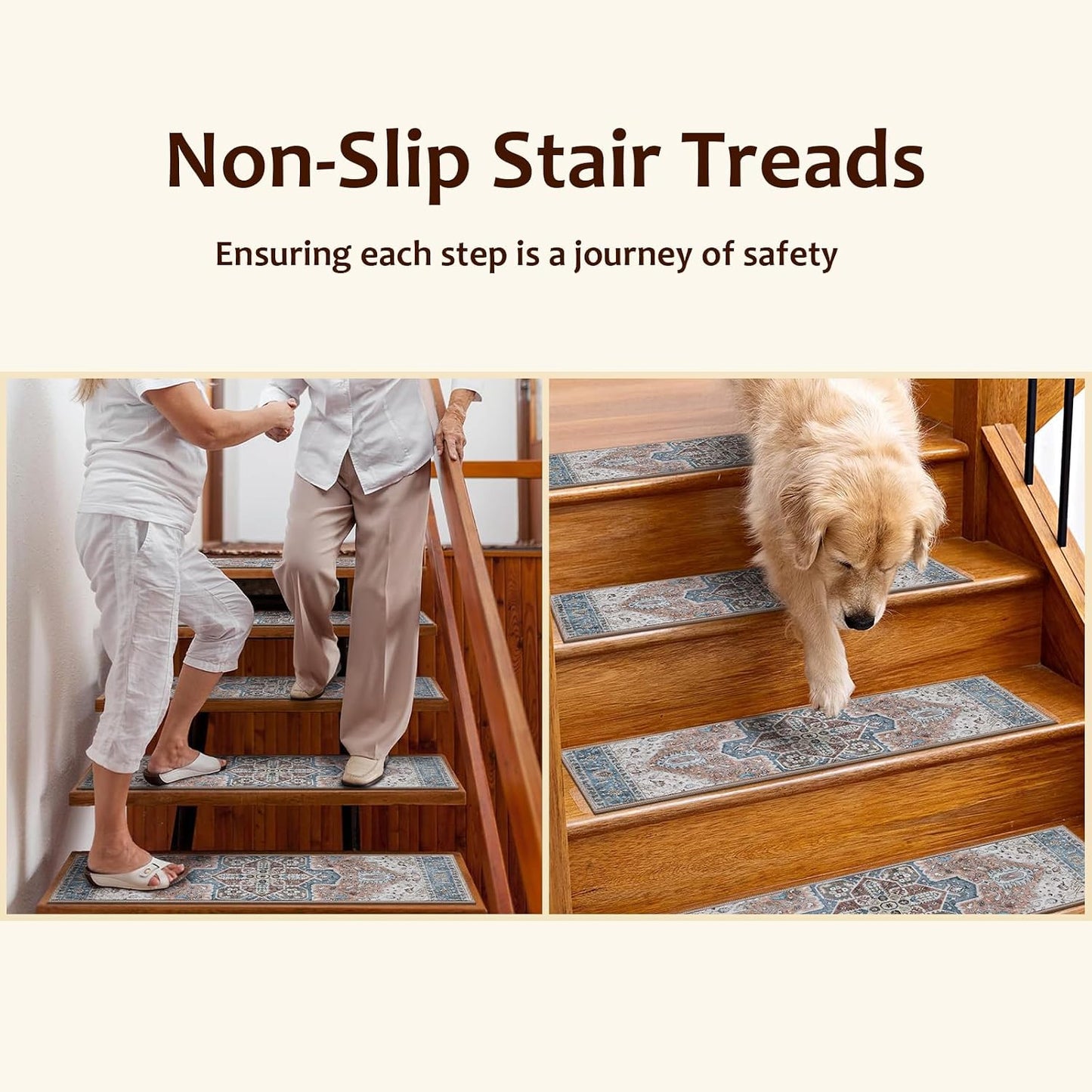 OJIA Stair Treads Non Slip for Wooden Steps Indoor 15PCS Carpet Stair Treads, Rubber Backing Stair Carpet Treads, Residue Free 8"x30" Staircase Step Treads Edging Stair Rugs for Kids & Pets, Gray