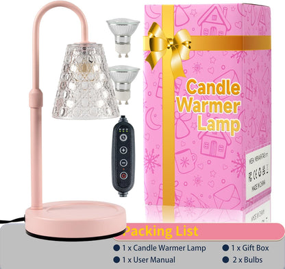 Candle Warmer Lamp with Timer Dimmable, Birthday Gifts for Women Mom, House Warming Gifts New Home Decor, Wax Melt Warmer for Jar Candles with 2 Bulbs, Black