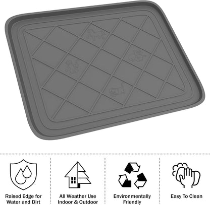 All Weather Boot Tray - Small Water Resistant Plastic Utility Shoe Mat for Indoor and Outdoor Use in All Seasons by Stalwart (Grey)