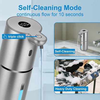 OHIFAST Automatic Foaming Soap Dispenser Touchless, USB Rechargeable Smart Hand Soap Dispenser, 6-Level Adjustable, 12.8oz/380mL Wall Mounted for Bathroom Kitchen Dish Soap-White