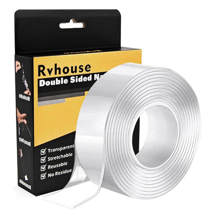 Heavy Duty Double Sided Tape, 1.18 x 80 in, Clear, 1 Pack | Removable washable nano gel holds 6 lbs per 4 sq in; protective case for carpet, posters, pictures, home office and RV