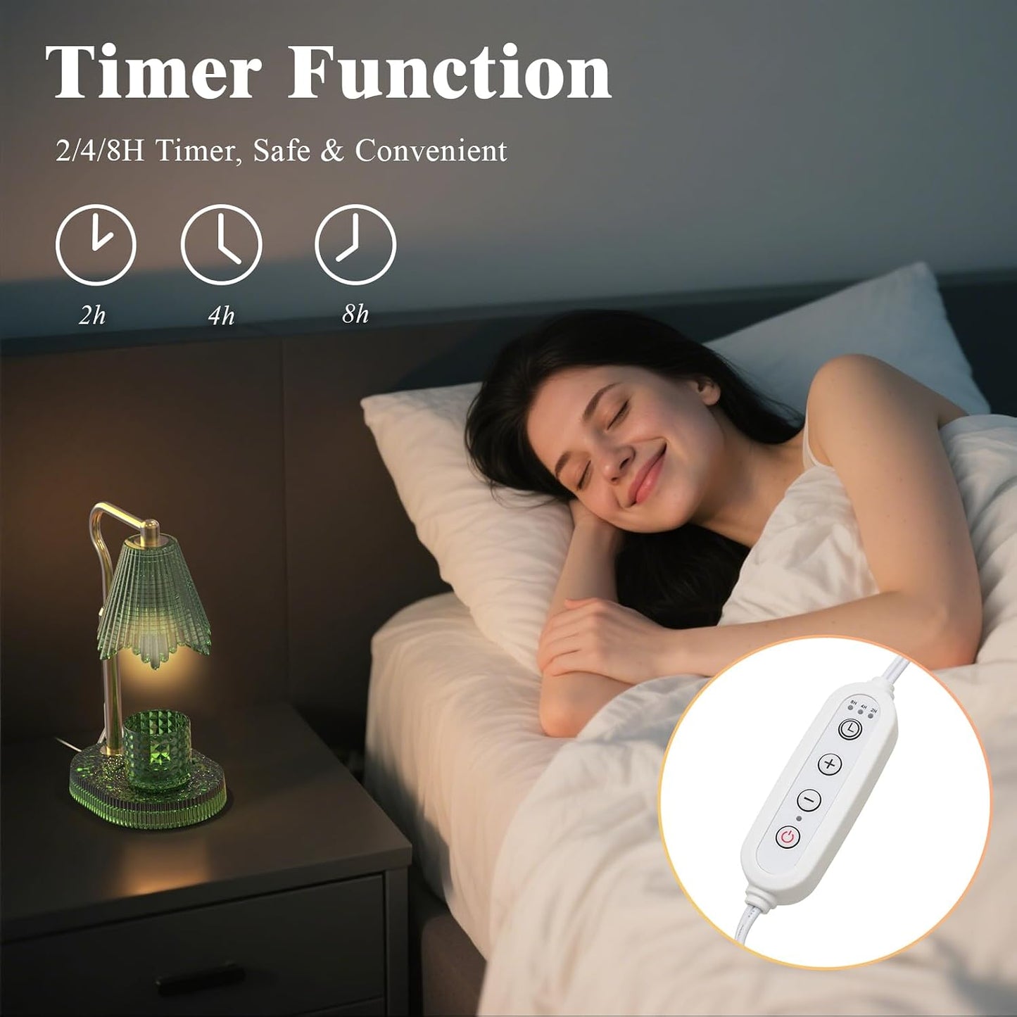 Candle Warmer Lamp with Timer & Dimmable 4-Level Brightness - Adjustable Height,for New Home Bedroom, Gifts for Women(Blue)