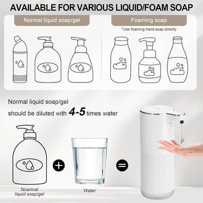 GuDoQi Automatic Touchless Liquid Soap Dispenser, 4-Level Adjustable Foam, USB Rechargeable Hand Soap Dispenser for Bathroom, Kitchen Countertops, 12.2oz/360mL, Black