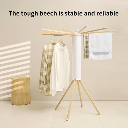 JOOM Tripod Clothes Drying Rack, Garment Rack Portable and Foldable Space Saving Laundry Drying Rack - Drying Rack Clothing Floor Folding Balcony Bedroom Household Wooden