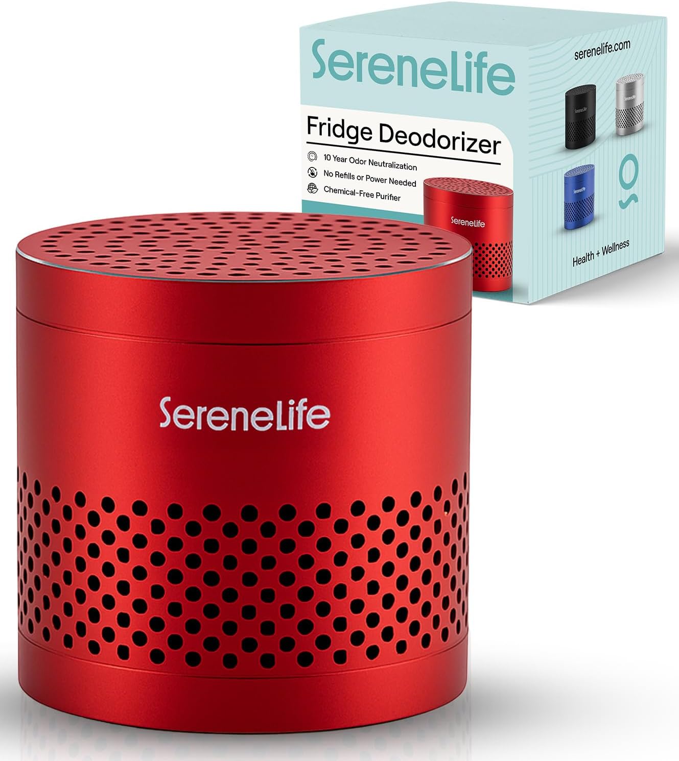 SereneLife Fridge Deodorizer & Odor Eliminator, Multi-Use Refrigerator Deodorizer Aluminum Pod for Freezer, Closet, Car, Shoes & Enclosed Spaces, Compact, Reusable & Lasts Up to 10 Years (Gray)