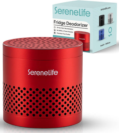 SereneLife Fridge Deodorizer & Odor Eliminator, Multi-Use Refrigerator Deodorizer Aluminum Pod for Freezer, Closet, Car, Shoes & Enclosed Spaces, Compact, Reusable & Lasts Up to 10 Years (Gray)
