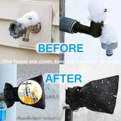 Outdoor Faucet Covers for Winter, Actgan 8.3"H x 6"W Thickened Outside Garden Faucet Socks for Freeze Protection, Reusable Insulated Faucet Covers, 2 Pack, Black