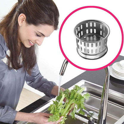 2PCS Sink Strainer Basket with Handle 3.03 inch Diameter Deep Cup with Handle Sink Drain Strainer Stainless Steel for Kitchen Sinks Tank