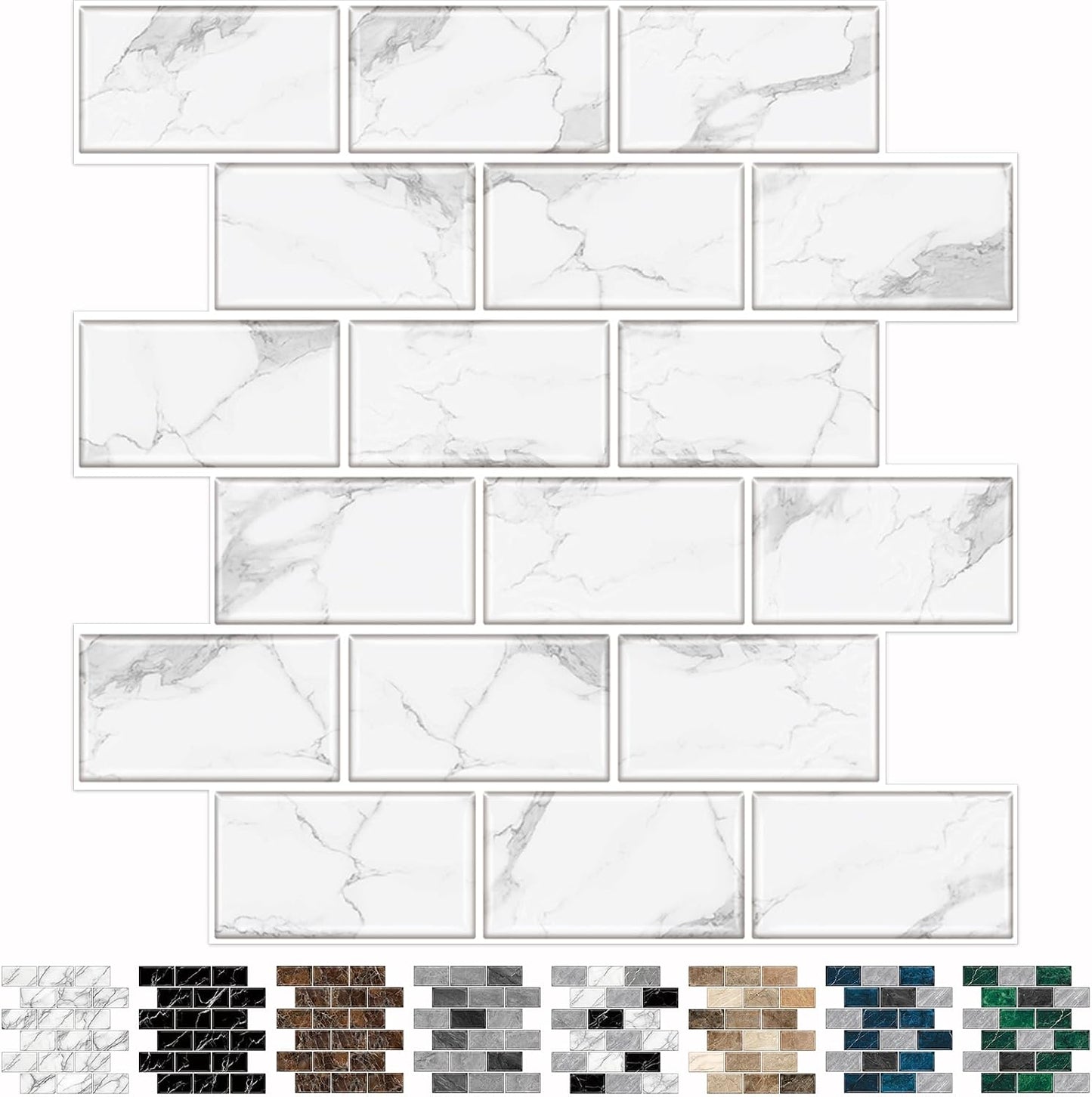 URCOLOR 10-Sheet Stick on Backsplash for Kitchen,12"x12" Peel and Stick Self Adhesive Wall Tiles Back Splashes for Bathroom Brown Marble Look
