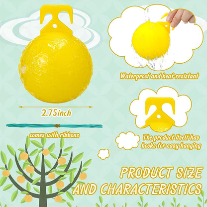 Qualirey 10 Pcs Sticky Fruit Fly Trap Ball Adhesive Fly Catching Ball Sticky Glue Fly Gnat Wasp Hornet Mosquito Bugs Flying Insects Trap Ball Traps (Yellow)