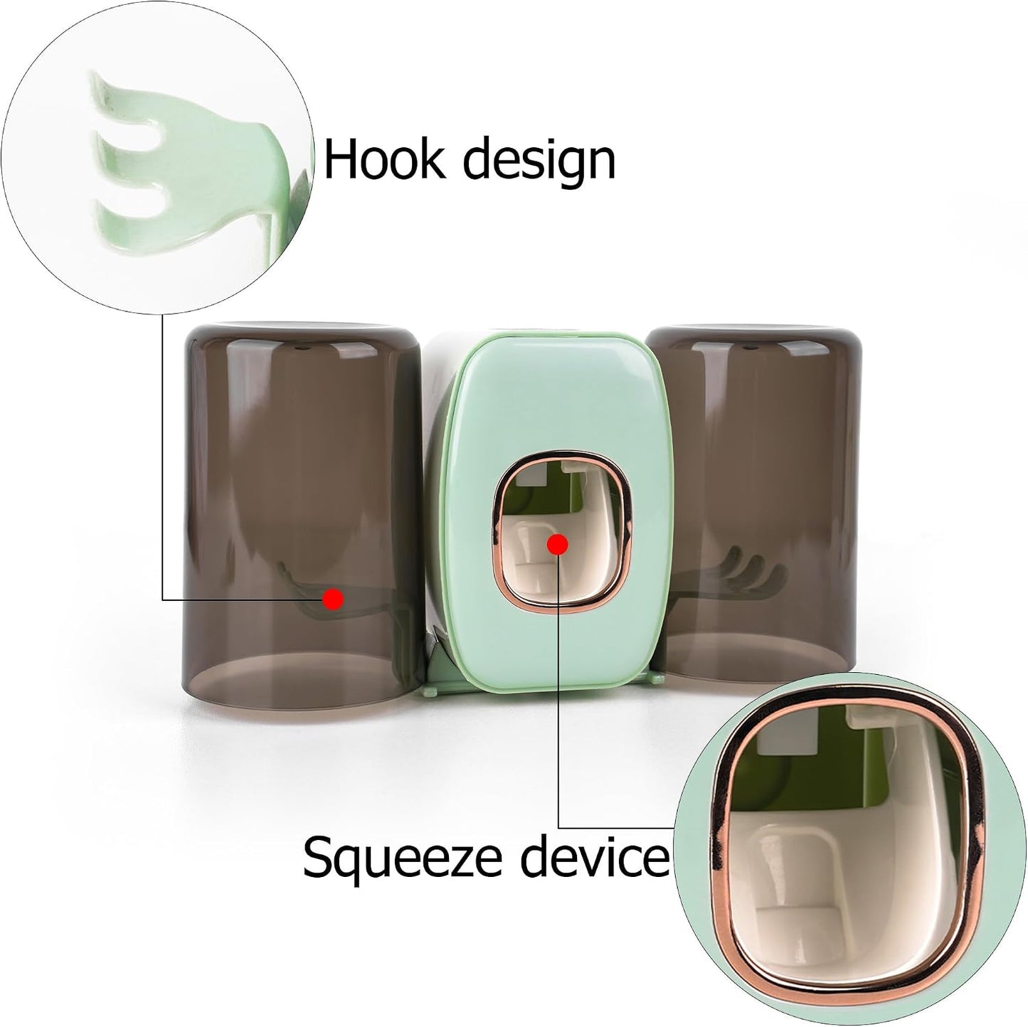 4 Slots Wall Mount Toothbrush Holder with Cover, Self Adhesive Toothbrush Storage Organizer for Shower, Toothbrush Hanger with 2 mouthwash Cups for Bathroom, Medicine Cabinet, Dorm (Black)