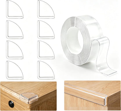 Silicone Corner Protectors & Edge Guards Kit, 0.8in x 6.6ft Clear Edge Protector, Self Adhesive Table Corner Guards Pads, Waterproof Furniture Safety Guards for Sharp Edges, Childproofing for Home