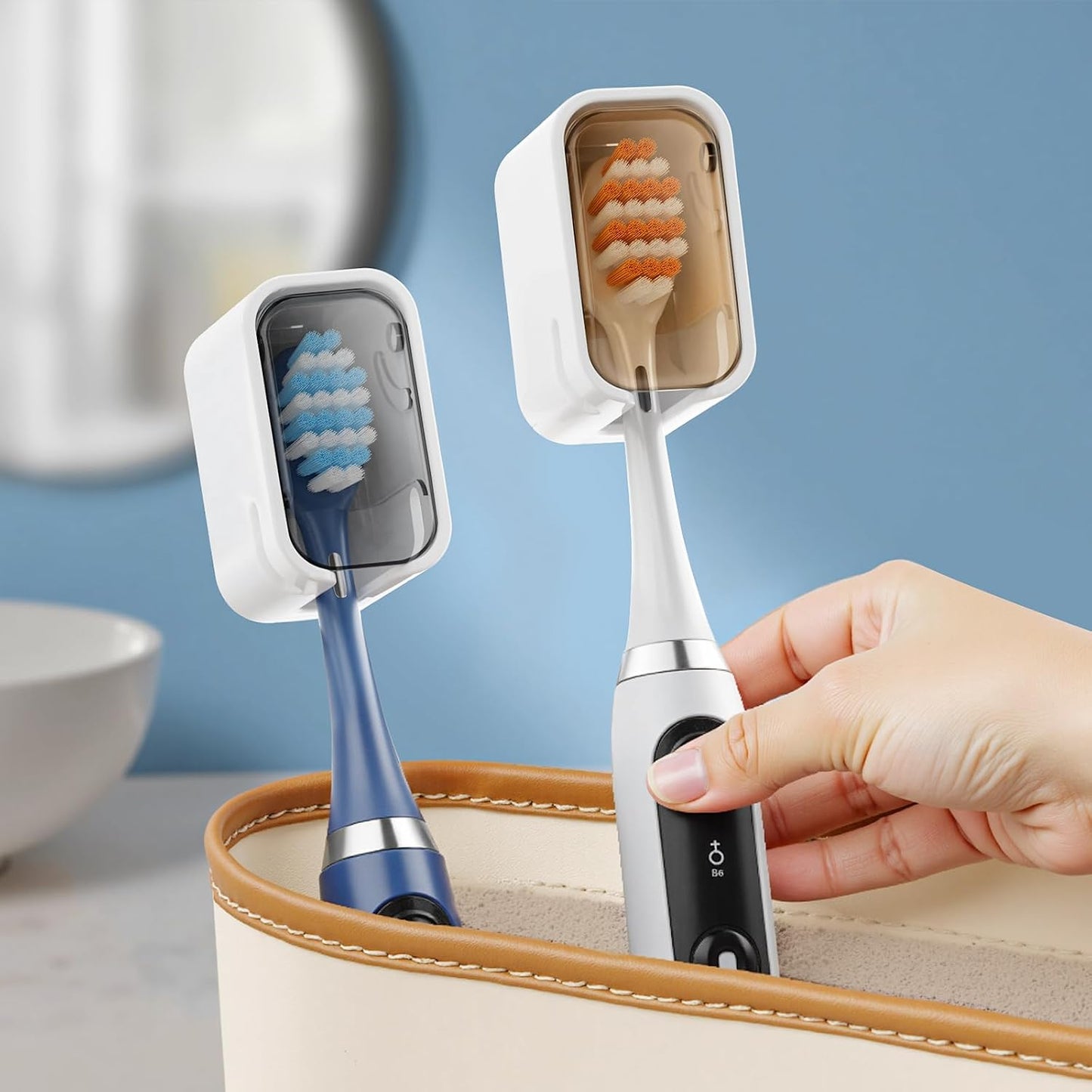 Travel Toothbrush Cover 2PCS,【Innovative Band Design】 Stay Closed Electric Toothbrush Covers Caps, Toothbrush Head Cover for Travel, Camping,Bathroom, Business