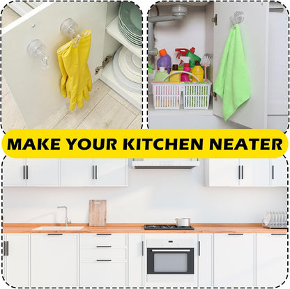 Geelin Dish Glove Clip with Suction Cup Easy Install Removable Transparent Plastic Wall Mounted Hook for Kitchen Use Space-Saving Washable Design for Dish Gloves Towels(2 Pcs)