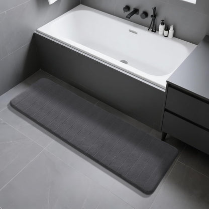 Yimobra Memory Foam Bath Mat, Super Soft Absorbent Bathroom Rug Non Slip, Quick Dry, Machine Washable Floor Carpet for Tub Shower, Home Decor Accessories, 24x17, Grey