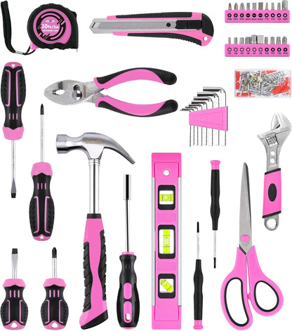 DOWELL 123-Piece Pink Home Repair Tool Kit for Women & Girls - All-in-One DIY Toolkit with Ergonomic Handles, Durable Toolbox, Non-Slip Grips | Perfect Gift for Wives, Moms, Crafters