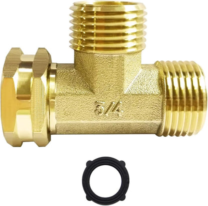 2PCS Brass 3/4" GHT Garden Hose Splitter Body Backyard 2 Way Y Shaped Swivel Connector Threaded Pipe Fitting Coupler Adapter with Washer