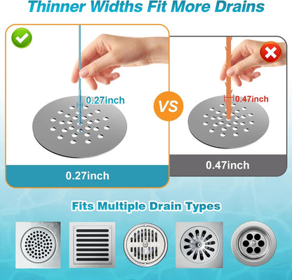 4 Pack Snake Drain Hair Removal Tool, Reusable Drain Snake Hair Drain Clog Remover Tool, 50 Inch Anti-break Steel Shower Drain Snake for Bathtub, Bathroom Sink Drain Unclog