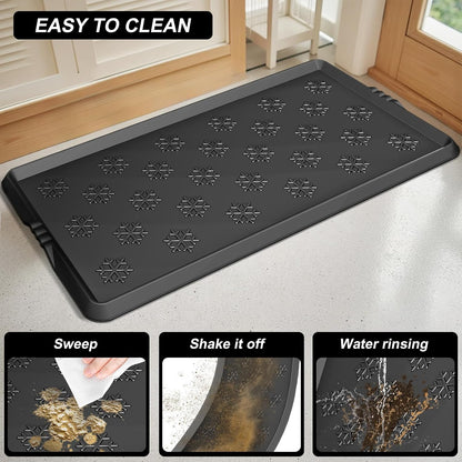 Azadx Heavy Duty Boot Trays Natural Rubber Shoe Mat Tray for Entryway Large Boot mat Tray Multi-Purpose for Outdoor Door Mats 16x42 Inch