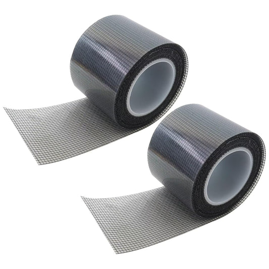 2 Pack Window Screen Repair Kit 16.5FT 3-Layer Strong Adhesive & Waterproof Tape Fiberglass Covering mesh-Screen Door Patch Repair Kit (Black)